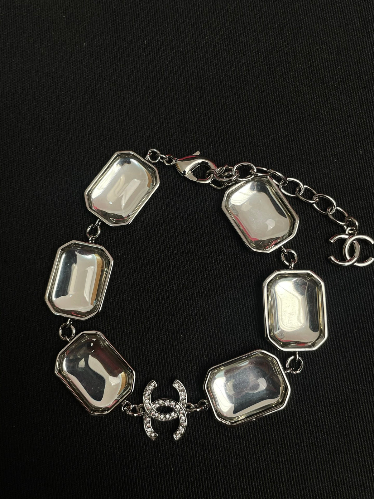 Stylish CC Geometric Square Transparent Resin Bracelet