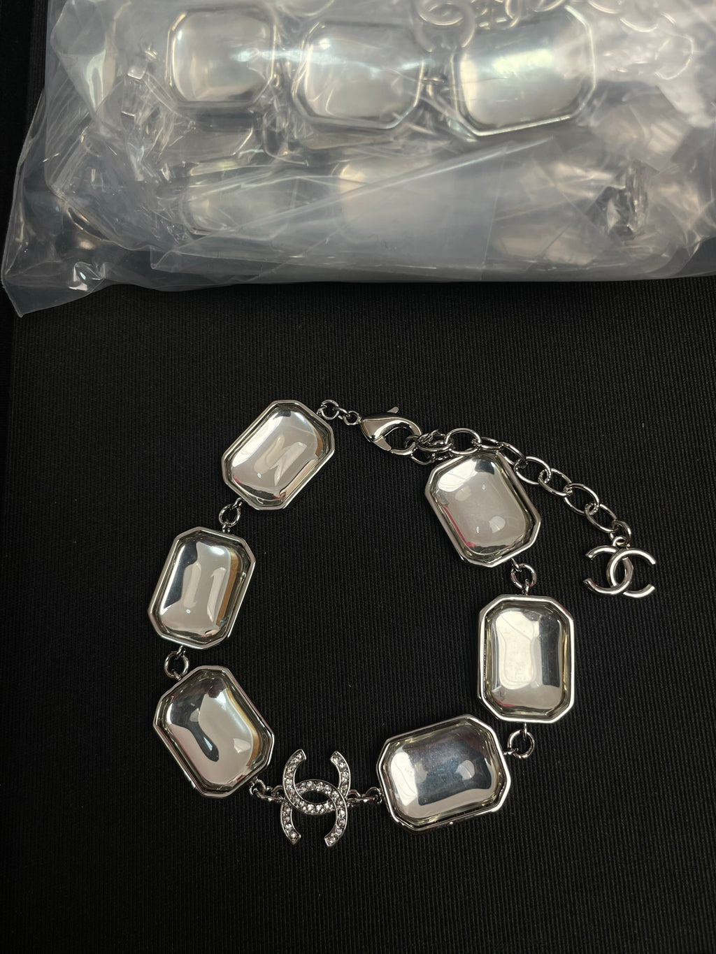 Stylish CC Geometric Square Transparent Resin Bracelet