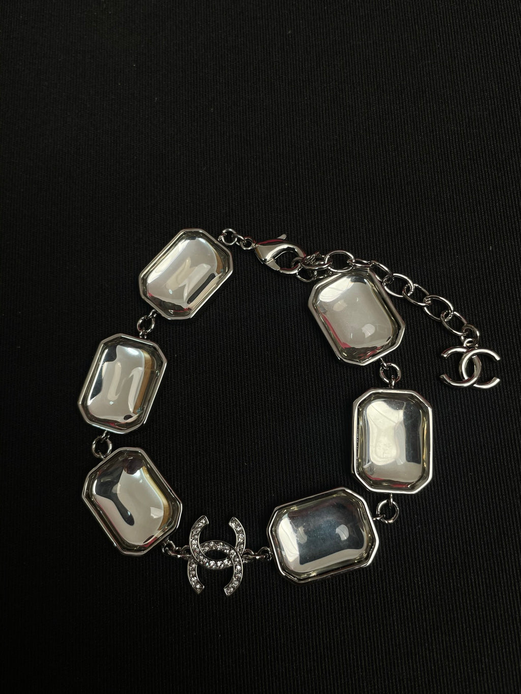 Stylish CC Geometric Square Transparent Resin Bracelet
