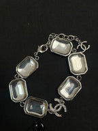 Stylish CC Geometric Square Transparent Resin Bracelet