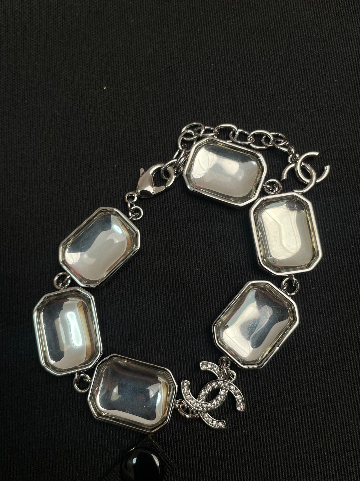 Stylish CC Geometric Square Transparent Resin Bracelet