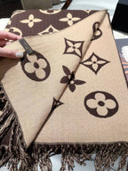 Stylish Four-Leaf Clover and Letter Pattern Scarf
