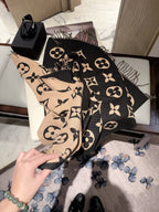 Stylish Four-Leaf Clover and Letter Pattern Scarf