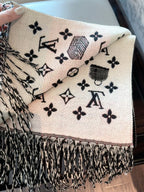 Stylish Four-Leaf Clover and Letter Pattern Scarf