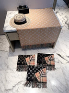 Stylish Four-Leaf Clover and Letter Pattern Scarf