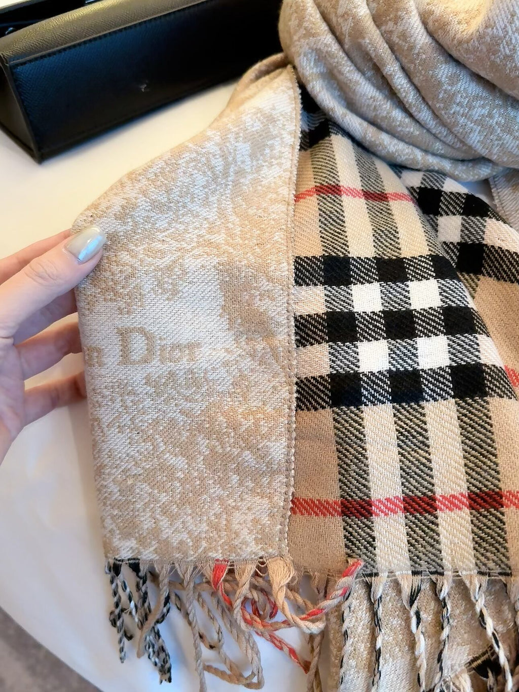 Stylish Scarf with CD Lettering and Landscape Motif