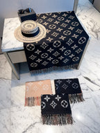 Stylish Four-Leaf Clover and Letter Pattern Scarf