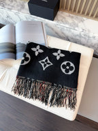 Stylish Four-Leaf Clover and Letter Pattern Scarf