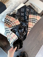 Stylish Four-Leaf Clover and Letter Pattern Scarf