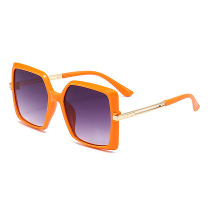 8 Color Trendy Oversized Frame Square Metal Cutout Sunglasses