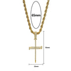 Micro Paved Zircon Hip Hop Anka Key Cross Hip Hop Pendant Necklace