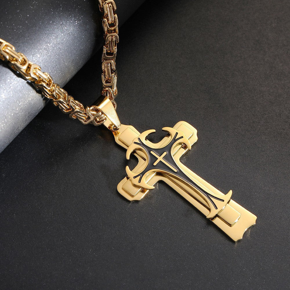 Titanium steel long necklace European and American domineering pattern