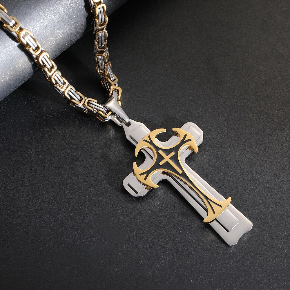 Titanium steel long necklace European and American domineering pattern