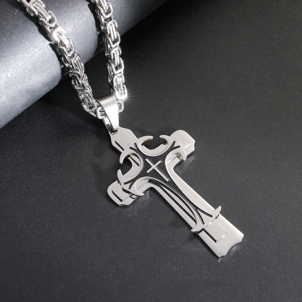 Titanium steel long necklace European and American domineering pattern