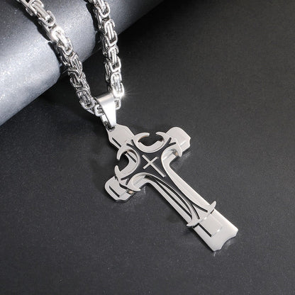 Titanium steel long necklace European and American domineering pattern