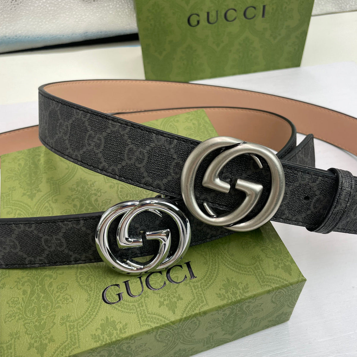 Susan Belt 4 Colors Classic double G pattern printed belt – Vivian Susan