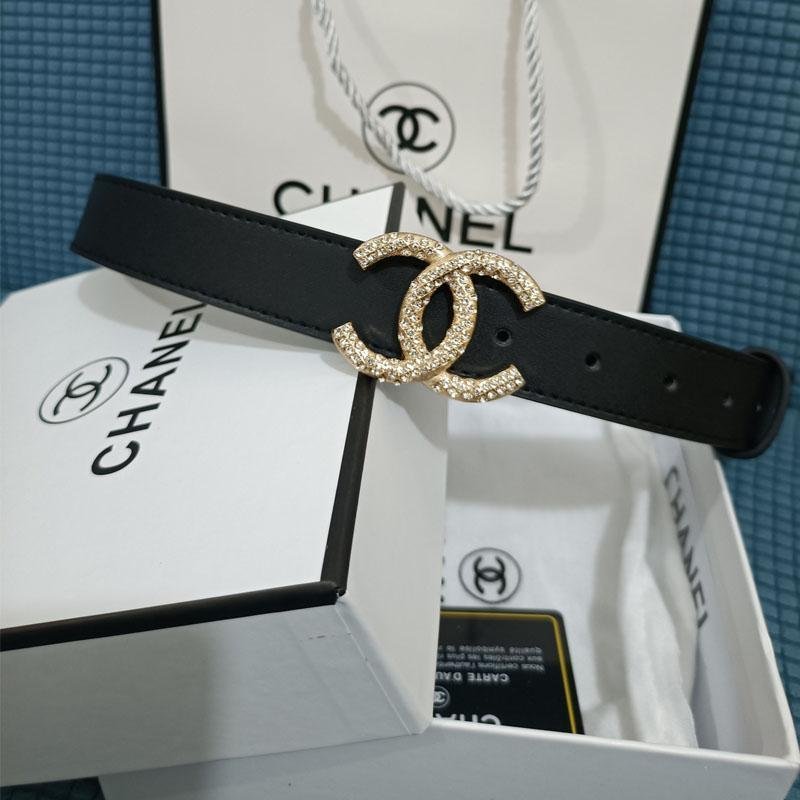 Susan Belt 2 Colors Luxury Double C Diamond Black Leather Belt – Vivian Susan
