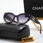 4-color fashion double C triangle rhombus temple polarized sunglasses