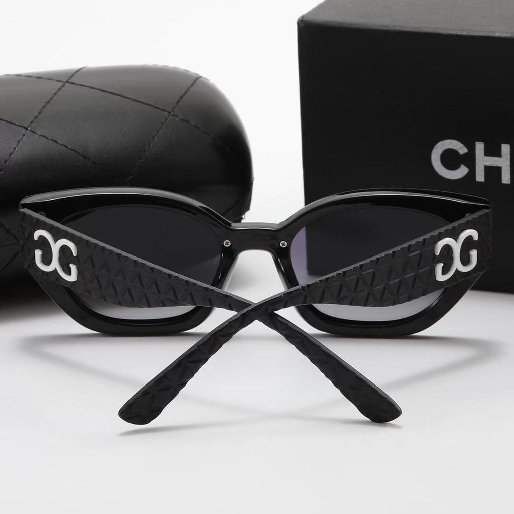 4-color fashion double C triangle rhombus temple polarized sunglasses