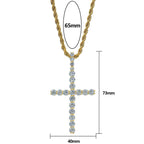 Micro Paved Zircon Hip Hop Anka Key Cross Hip Hop Pendant Necklace