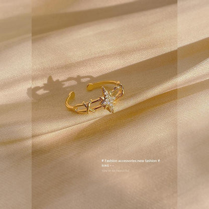 Eight-pointed Star Opening Adjustable Ring