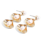Double Shell Pearl Alloy Earrings