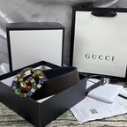 4 Colors luxury double G seven-color rhinestone double-sided lychee pattern belt