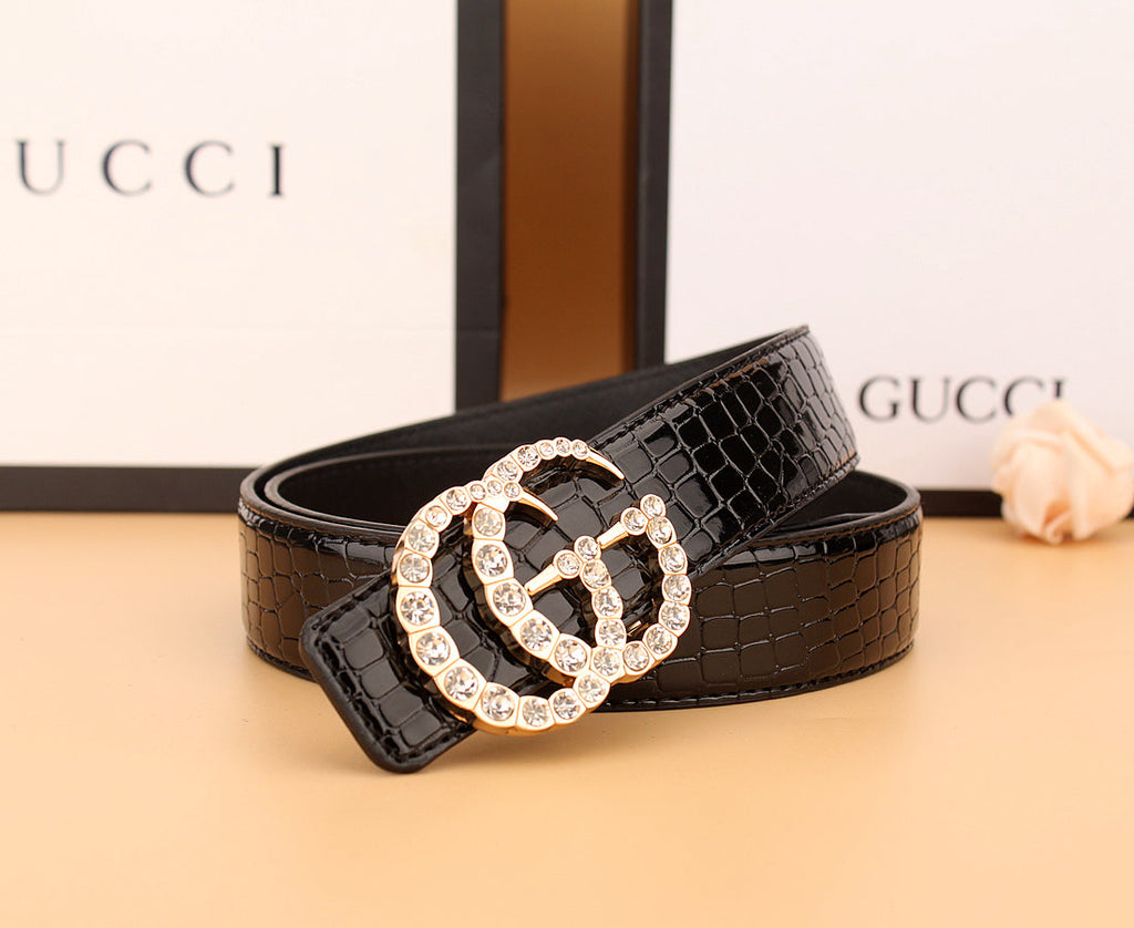 2 Styles Luxurious Double G Rhinestone Belt