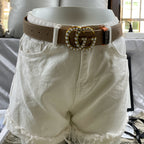 4 Colors Luxury Double G Pearl Litchi Pattern Double Sided Belt