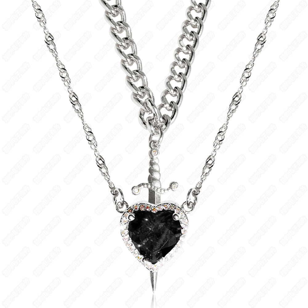 Heart and sword necklace