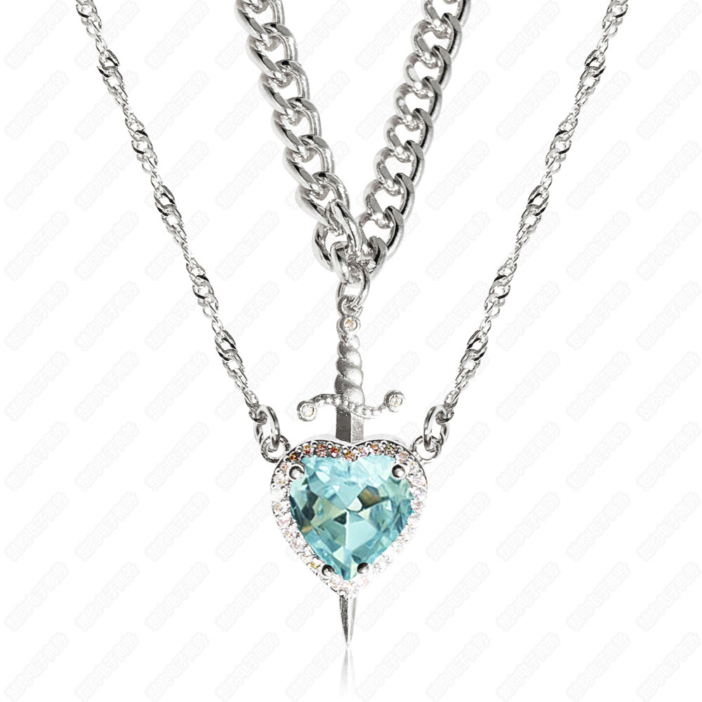Heart and sword necklace