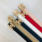 6 Colors Fashion Pearl Letter Leather Belt